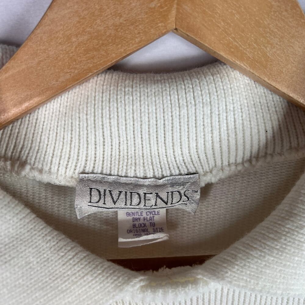 Vintage Dividends Off White Collared Sweater Small - Picture 7 of 8